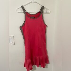InPhorm NYC Sporty Dress Pleated Tennis Golf Pickleball Coral Pink Gray SMALL